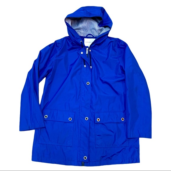 Coldwater Creek Jackets & Blazers - Coldwater Creek I Blue Rain Coat with Hood
